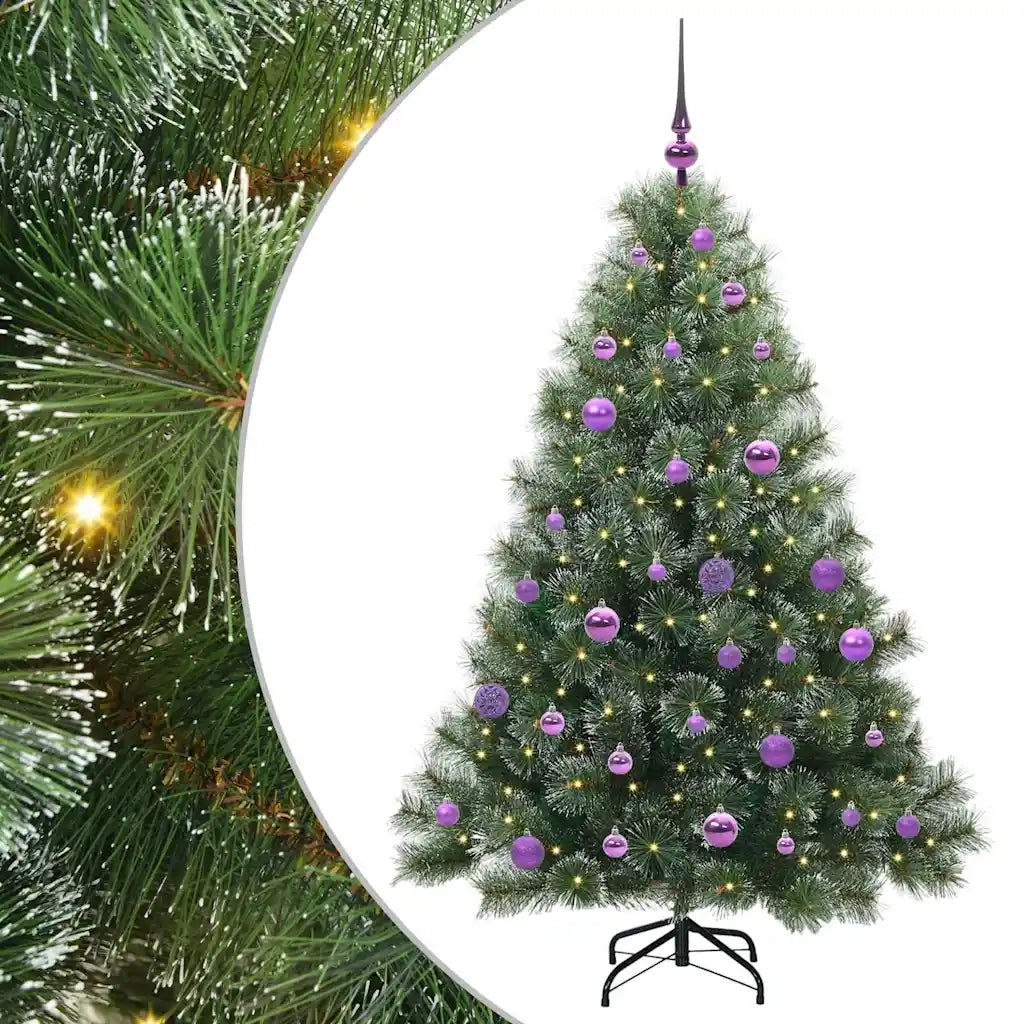 Albero di Natale Artificiale-Albero Natalizio con 150 LED Verde 150 cm PE e PVC 299022