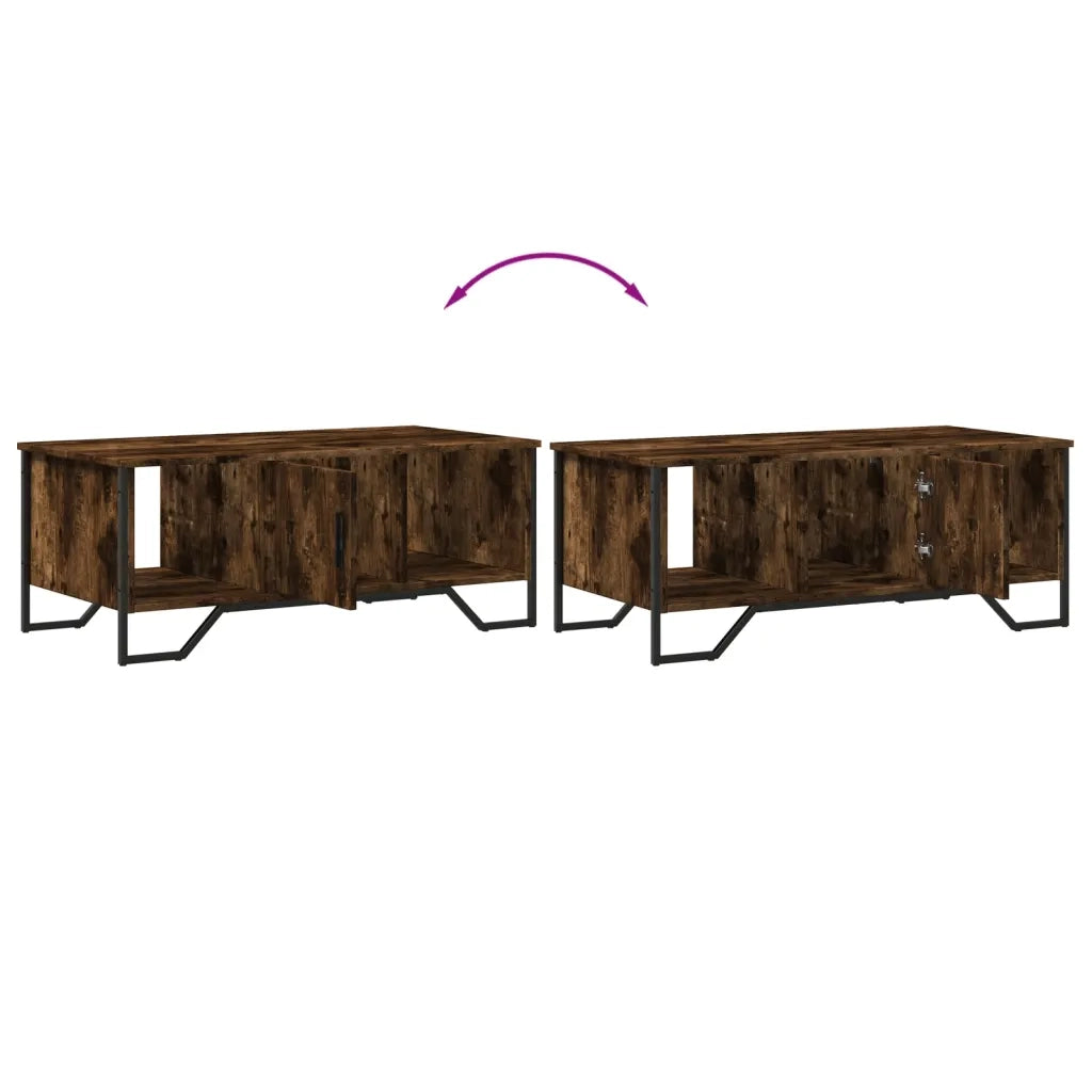 Tavolino da Salotto Rovere Fumo 100x51x40 cm Legno Multistrato 848491