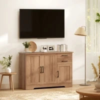 Mobile Cucina con 2 Cassetti e 3 Armadietti, Ripiani Regolabili, 120x38x79 cm, Rovere