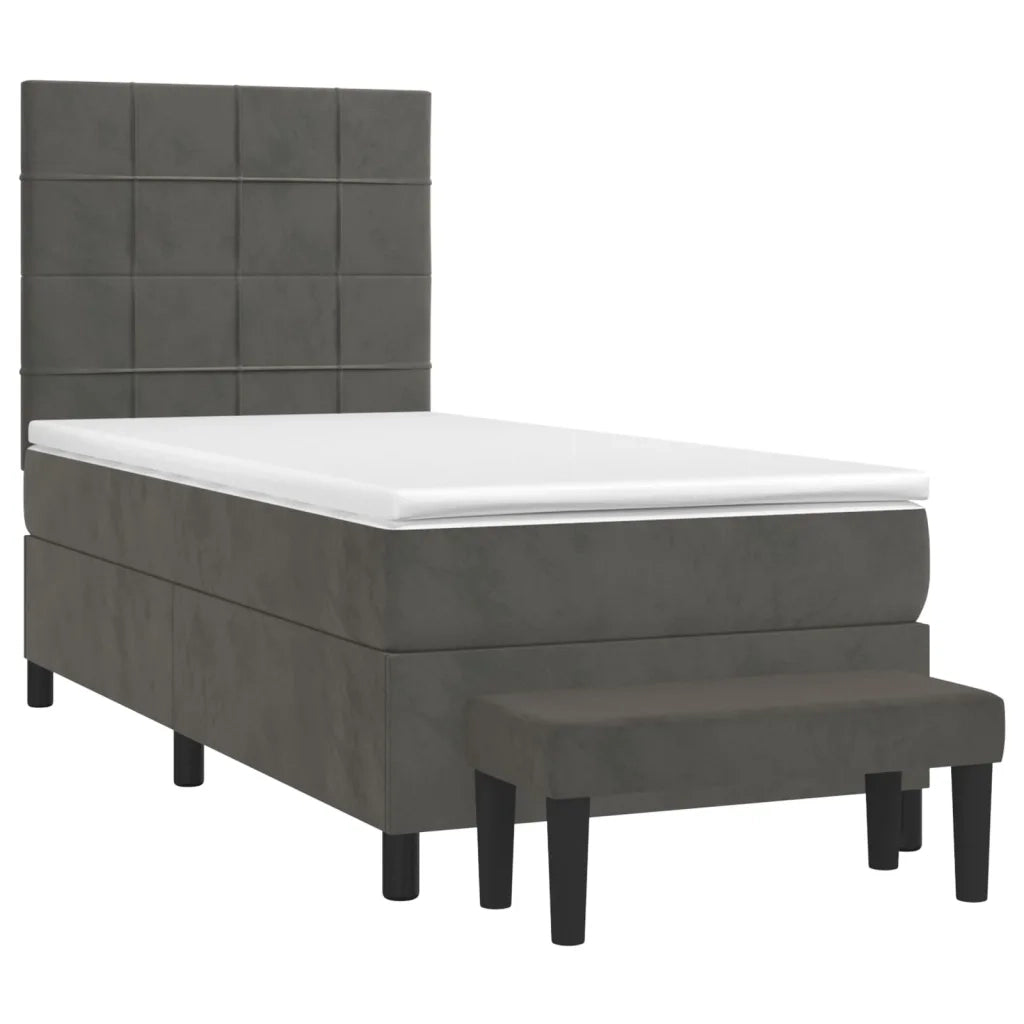 Giroletto a Molle con Materasso Grigio Scuro 100x200 cm Velluto 3137828
