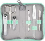 Set di manicure Solingen - Cassetta in pelle artificiale - Set a 6 pezzi di acciaio lucidato e verniciato a specchio
