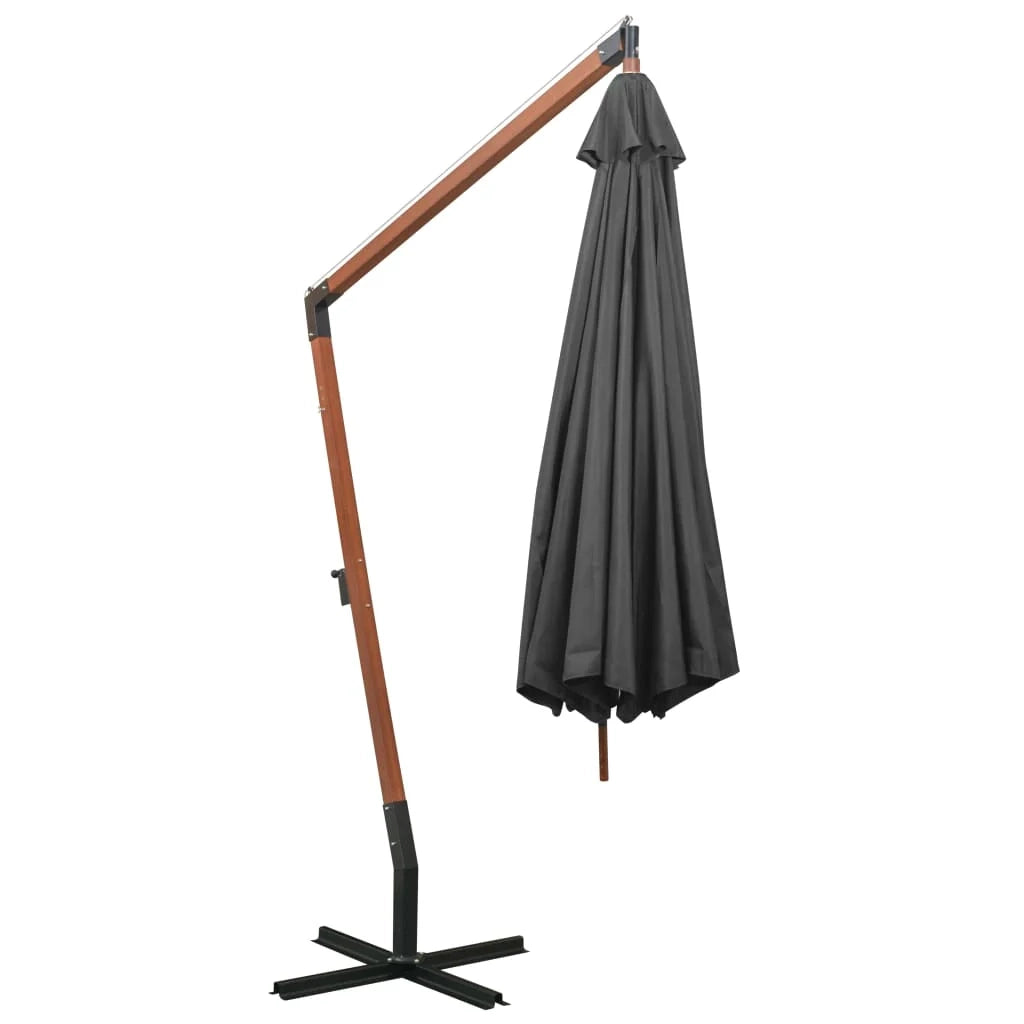 Ombrellone sospeso con palo 3,5 x 2,9 m legno di abete antracite 02_0008705