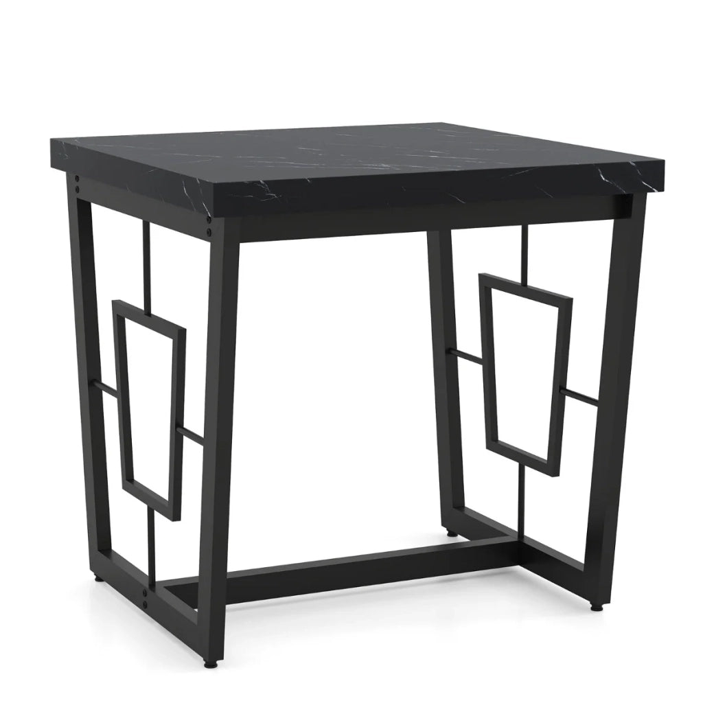 Tavolino quadrato 60 x 60 x 60 cm con piedini regolabili e struttura in MDF nero minimalista e robusta 20_0019348