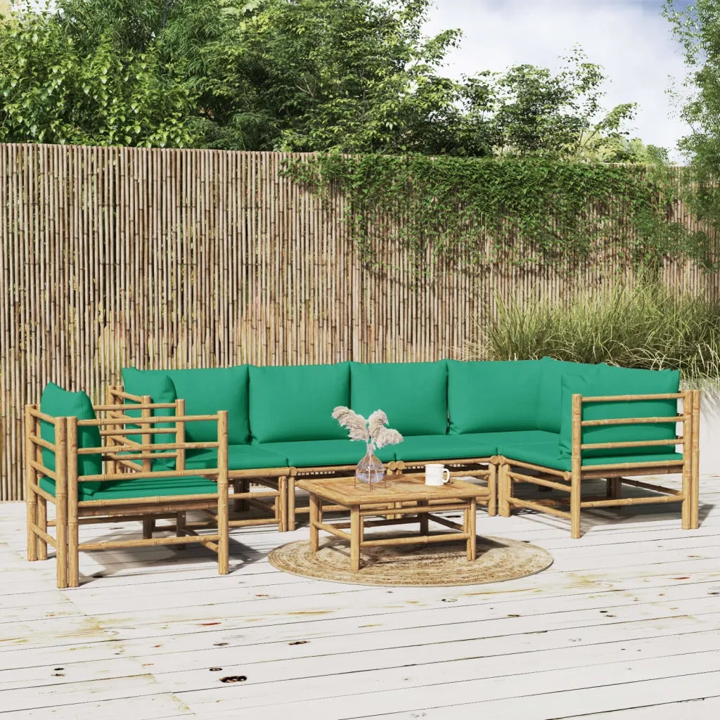 Set Salotto da Giardino 7pz con Cuscini Verdi BambÃ¹cod mxl 124264