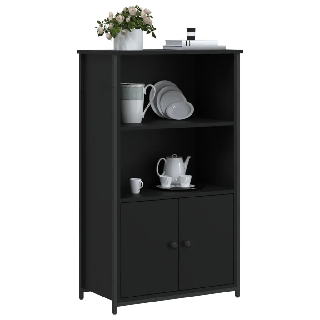 Credenza | Madia | Buffet da pranzo | Armadio da pranzo Nera 62x32x103,5 cm in Legno Multistrato