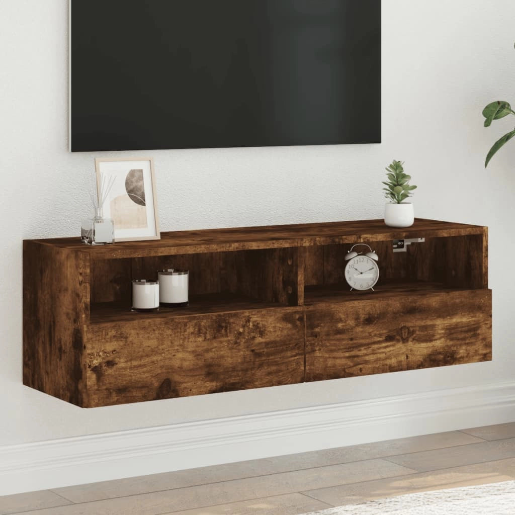 Mobile TV a Parete Rovere Fumo 100x30x30 cm Legno Multistratocod mxl 110060