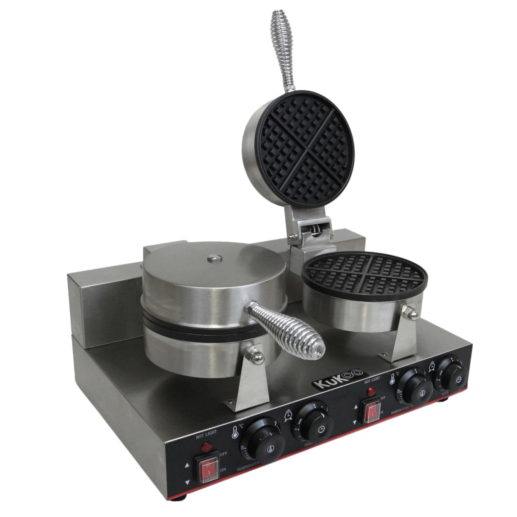 Piastra Doppia per Waffle e Cialde Belga Professionale Antiaderente 220V 1000W