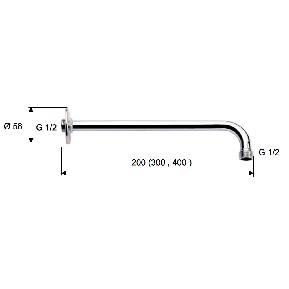 Braccio doccia in ottone cromato 20 cm