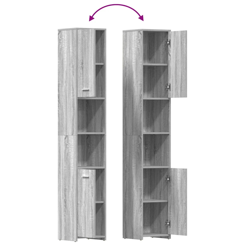 Armadietto Bagno Grigio Sonoma 30x30x183,5 cm Legno Multistrato cod mxl 12914