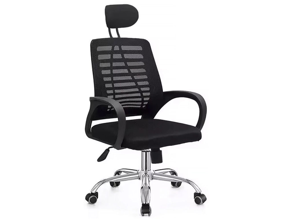 Sedia da ufficio ergonomica regolabile in altezza "Sébastien" con poggiatesta - Nero