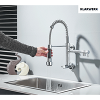 Björn |Gastronomia rubinetto acqua fredda monoforo a parete cromo|rubinetto cucina professionale acciaio inox due docce|lavello doppio ristorante