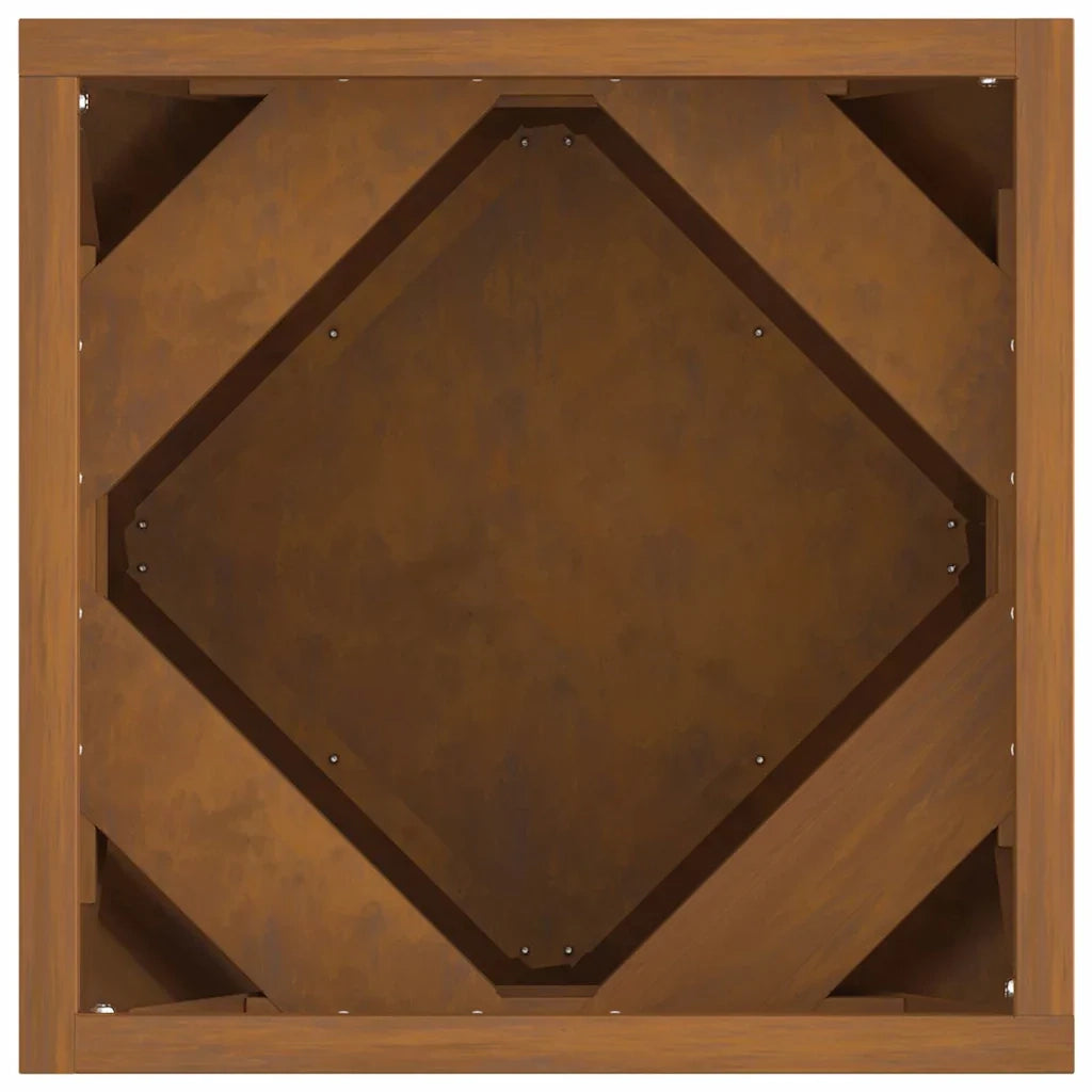 Fioriera in acciaio resistente alle intemperie per esterni 30 x 30 x 30 cm design moderno effetto ruggine 02_0053060
