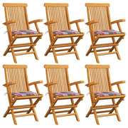 Sedie da Giardino Cuscini Motivo Quadri Rosso 6pz Massello Teakcod mxl 70501