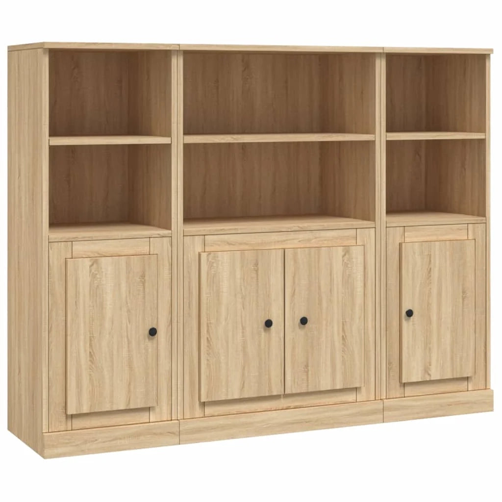 Buffet credenza cassettiera armadio mobile contenitore organizer per cucina soggiorno salotti 3 pezzi legno ingegnerizzato Sonoma marrone 02_0037109