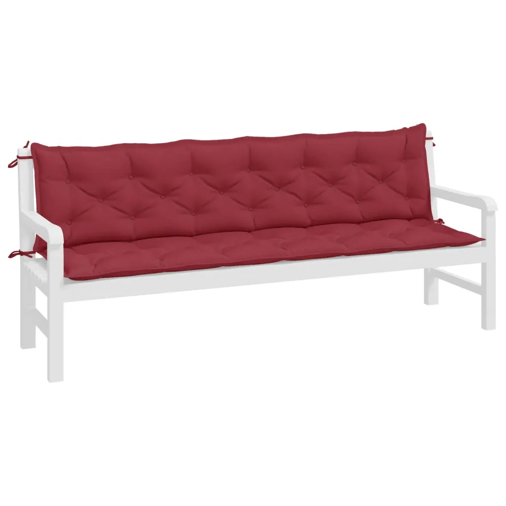 Cuscini per Panca 2 pz-Set di 2 Cuscini per panchina Rosso Vino 200x50x7 cm in Tessuto Oxford