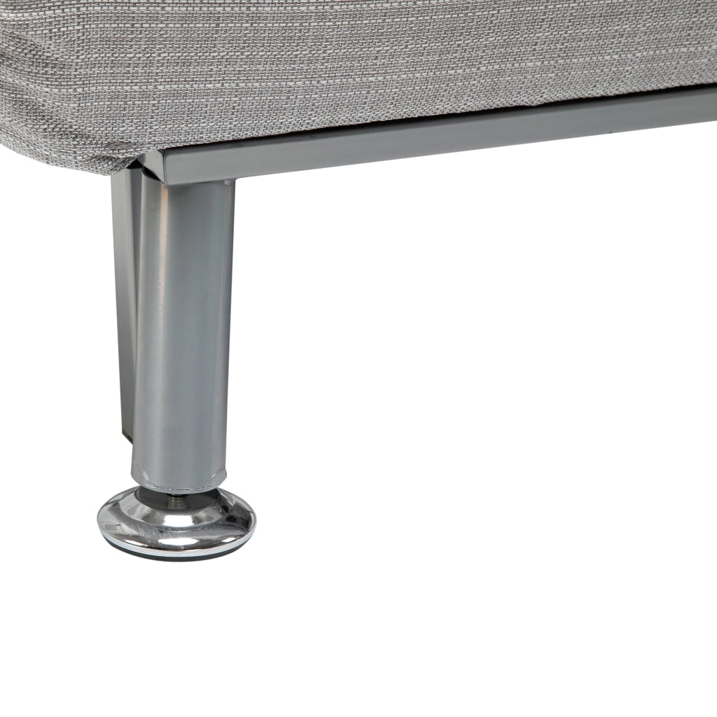 Poltrona Letto in Ferro e Cotone con Cuscino a Righe Grigio,75x70x75 cm