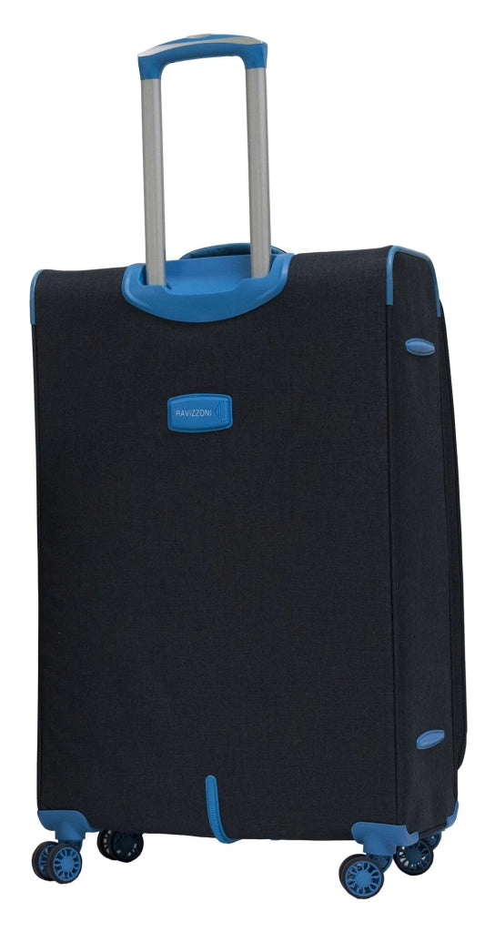 Set 3 Valigie Trolley Morbide in Poliestere 4 Ruote TSA Ravizzoni Nettuno Nere