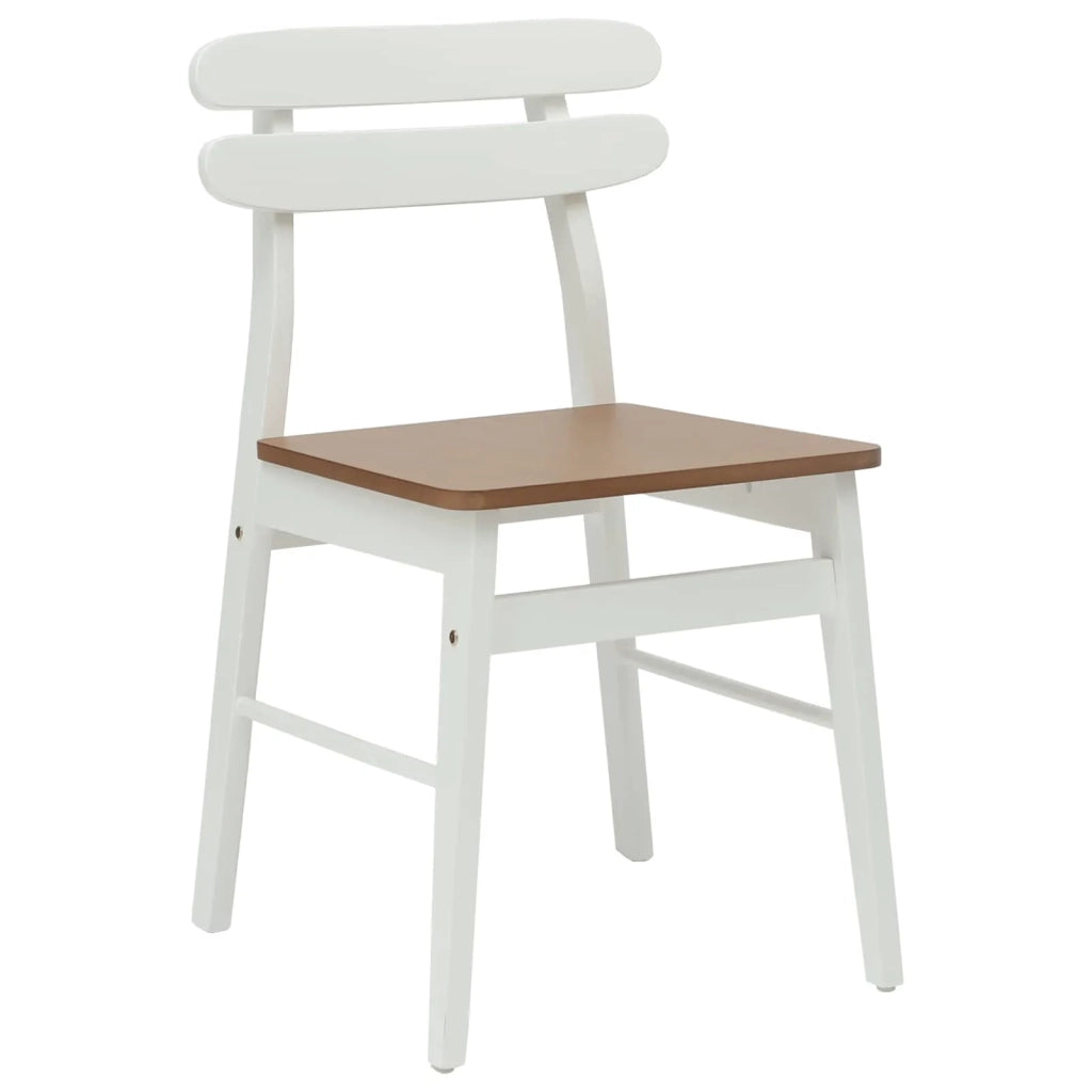 Sedia da pranzo 2 pcs Bianco e Naturale Legno di gomma solido 42020515