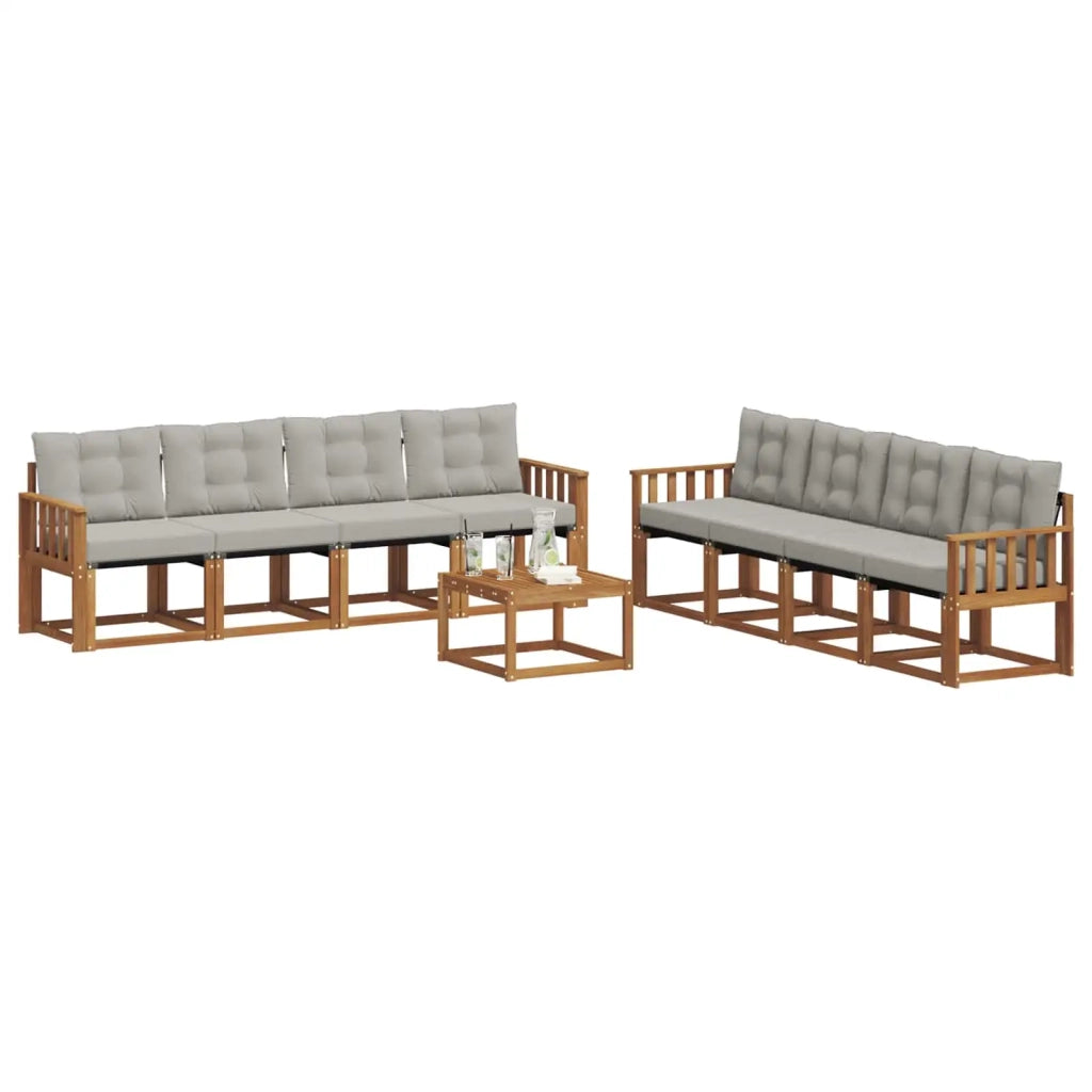 Set di divani da esterno 9 pcs Grigio Naturale e Chiaro 3368518