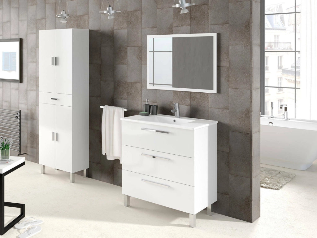 Amiga, Armadio Multiuso Grande 2 Ripiani, 60x182h cm Bianco Lucido