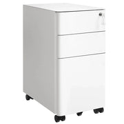 Mobiletto portaoggetti mobile per ufficio 30 x 46 x 59,2 cm con ruote e serratura per documenti e cartelle sospese con 3 cassetti bianco 12_0004825