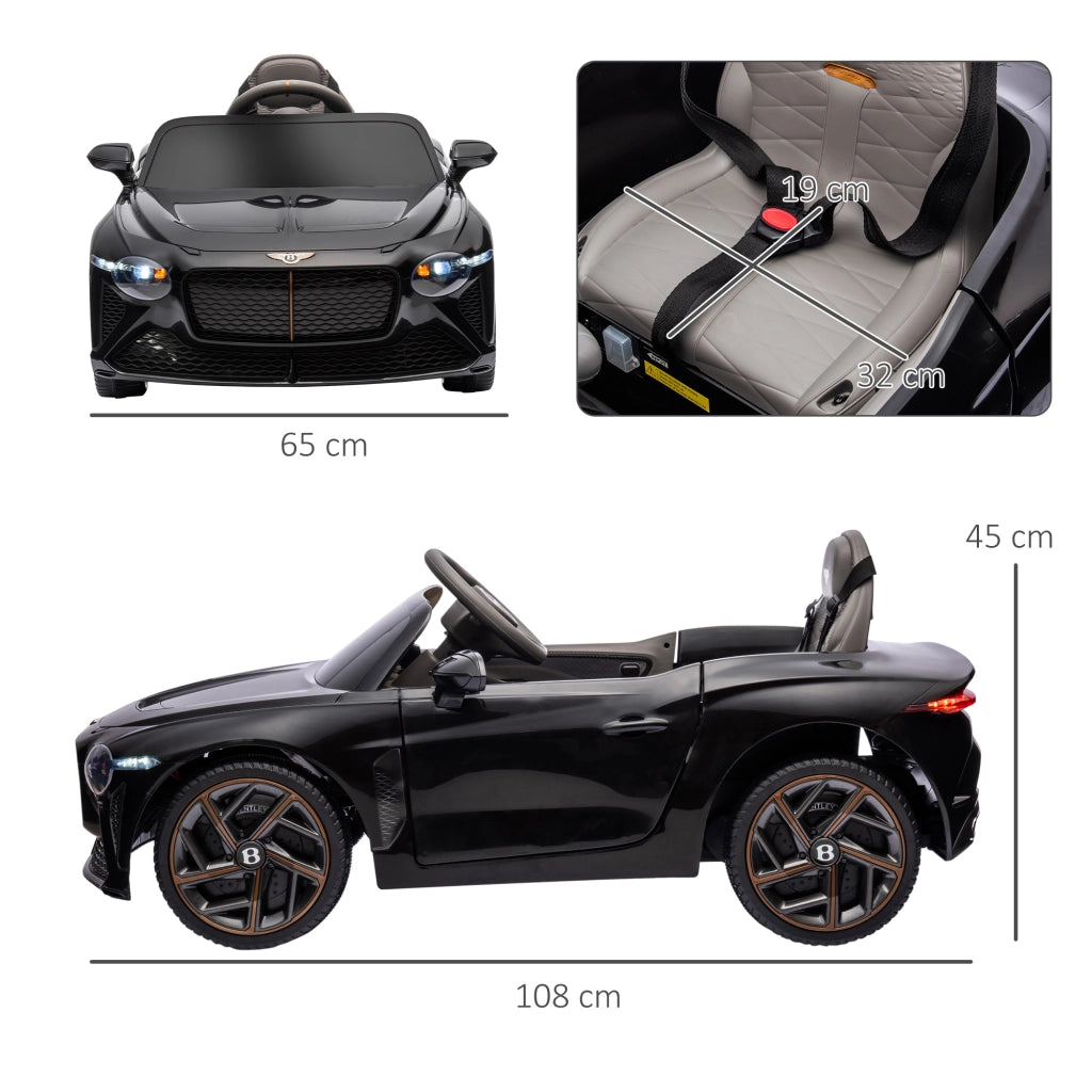 Auto elettrica per bambini Bentley Bacalar nero ¨C zephmum ¨C 12V 2 motori telecomando 3-5 anni