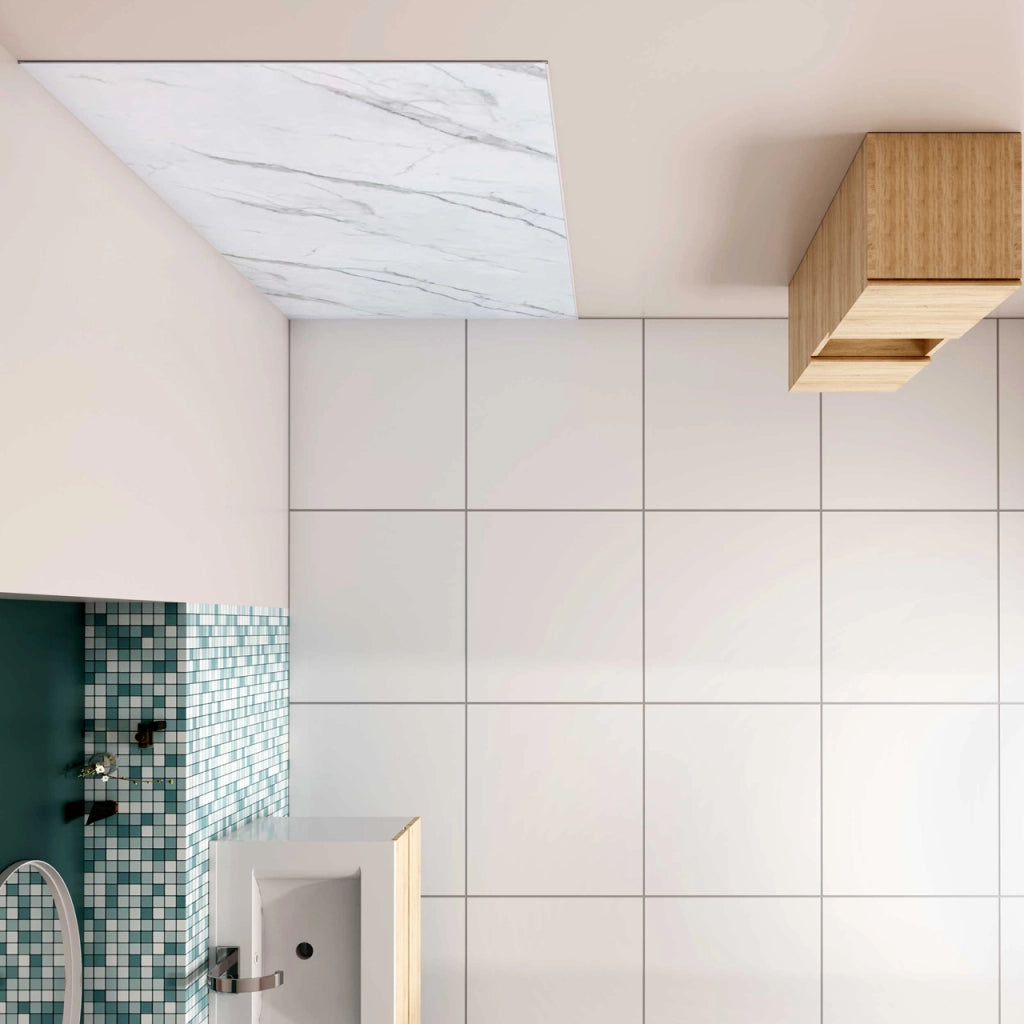 40x210 cm Pannello Doccia Realizzato in Alluminio Spessore 3mm con Profili Finitura Bianco Alba per Rivestimento Parete Bagno
