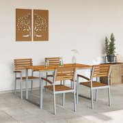 Set da Pranzo per Giardino da 5 Pezzi in Legno di Acacia Solido e Metallo