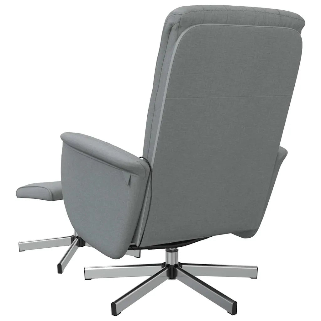 Poltrona | Sedia Relax Reclinante Massaggio Poggiapiedi Grigio Chiaro Tessuto