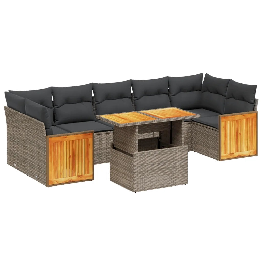 Set Divano da Giardino 8 pz con Cuscini Grigio in Polyrattan 3273874