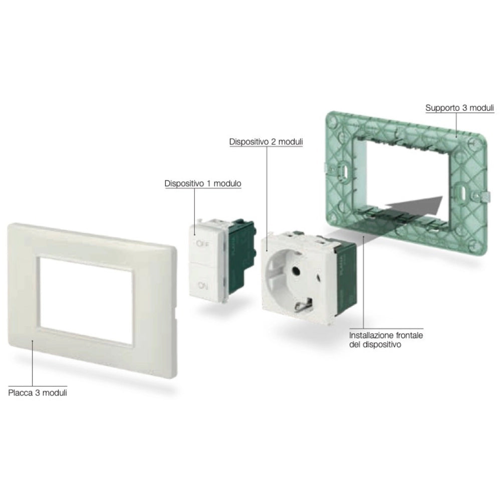 Vimar plana placca 3 posti pezzi 10 tecnopolimero bianco 14653.01