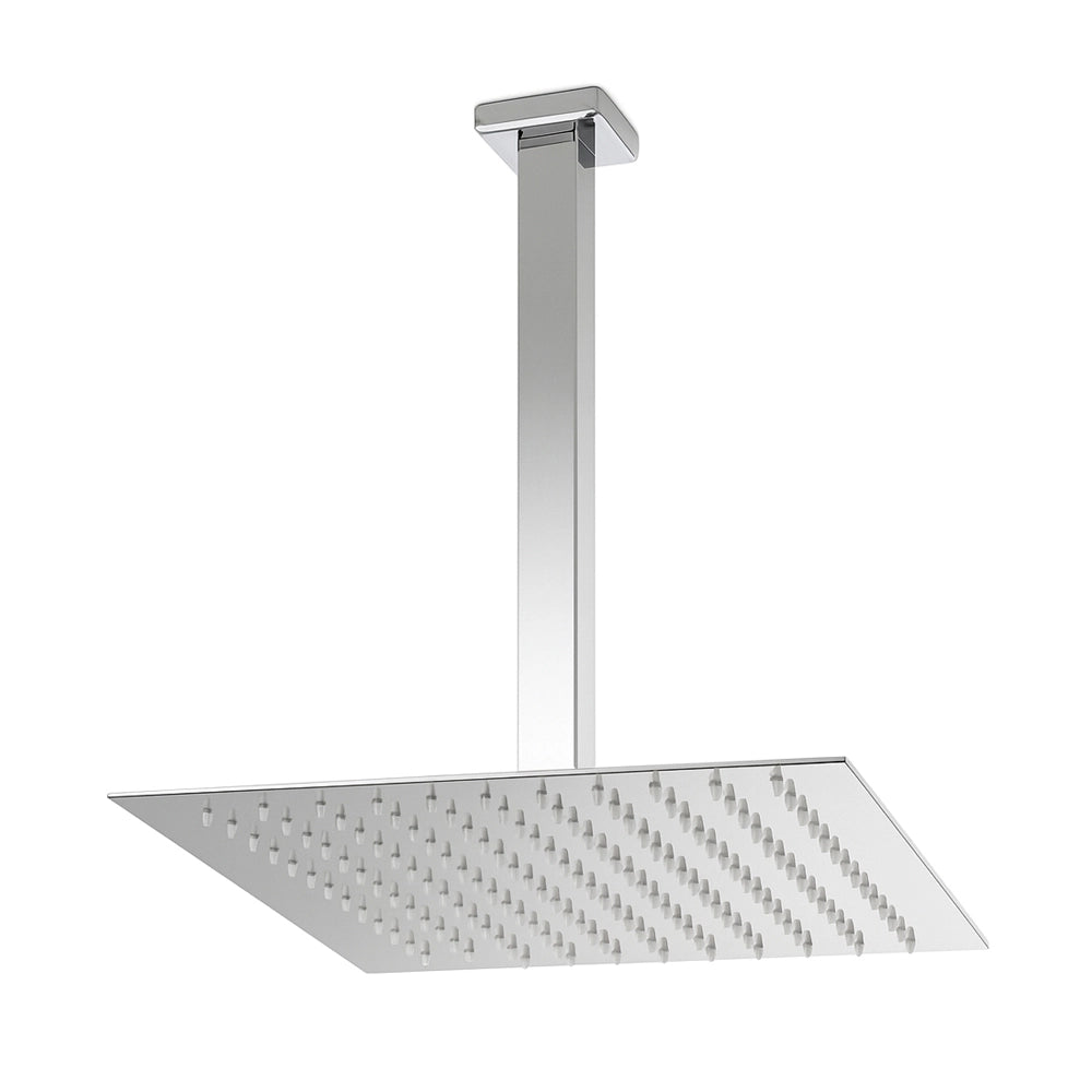 Set doccia in ottone con braccio verticale e soffione quadrato 30x30 cm cromo