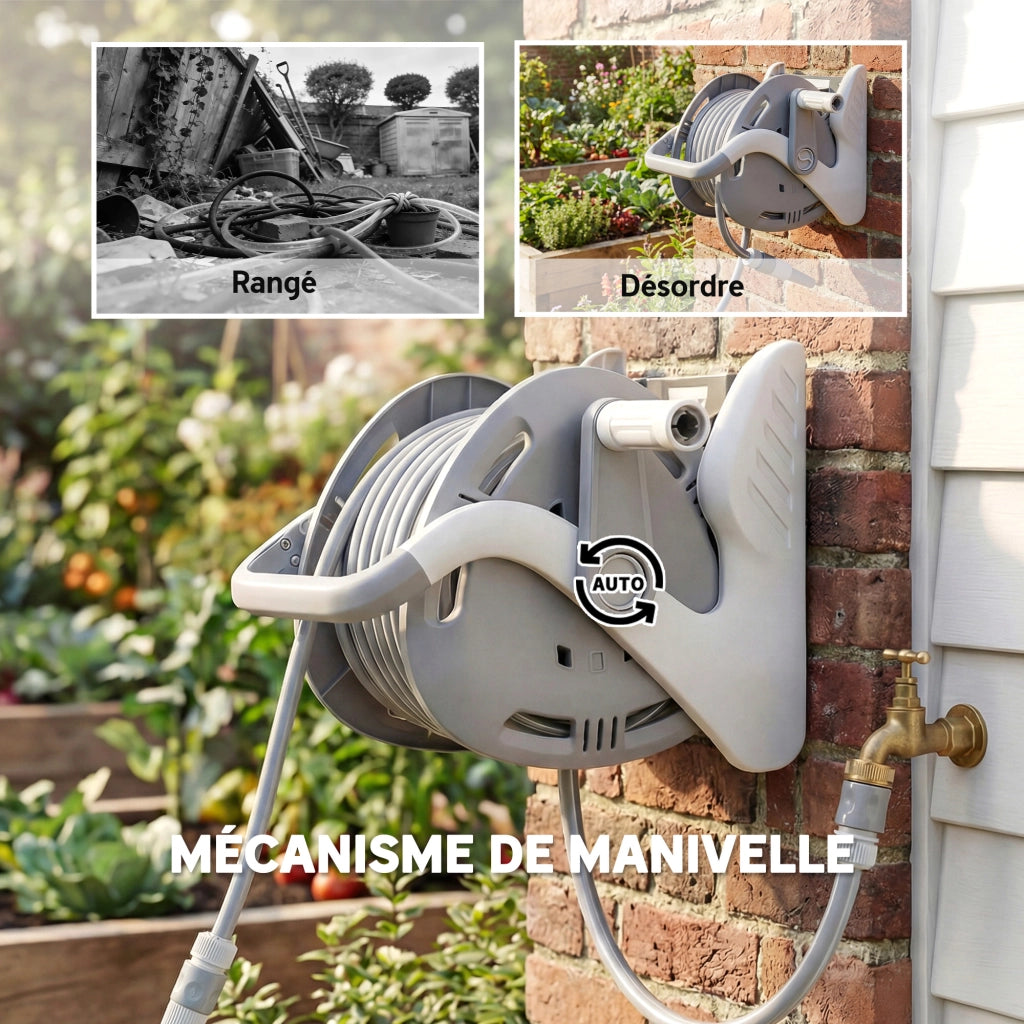 Avvolgitubo da Giardino a Muro 20+2m ¨C Xylo ¨C Grigio ? 15mm con Ugello 2 Modi