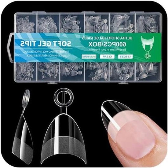 600 pezzi di unghie di adesivo ultra corti - trasparenti - non richiedono file - sottili e invisibili - perfetti per manicure DIY per donne ragazze
