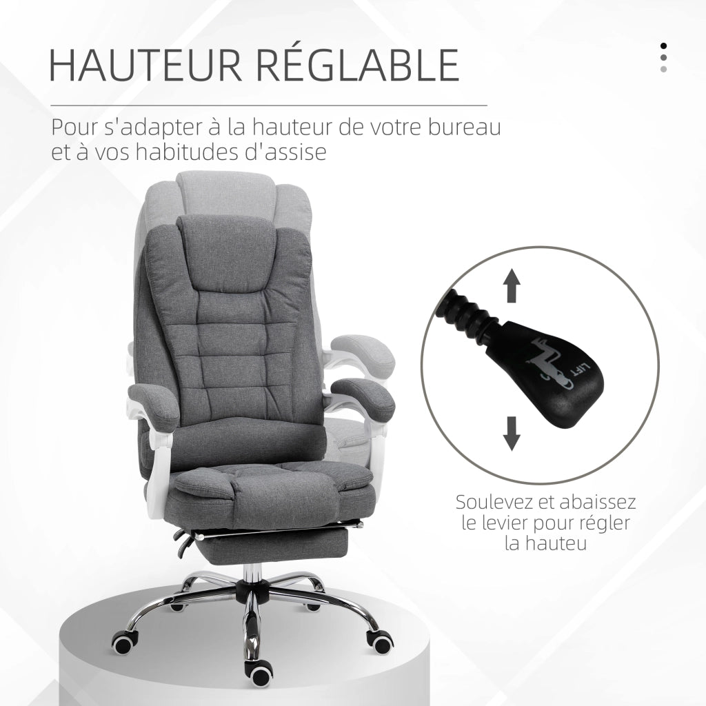 Sedia da ufficio manager con poggiapiedi e schienale reclinabile ¨C zephmum ¨C grigio lino