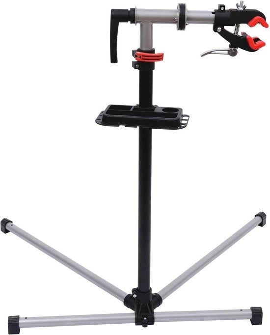 Piedino di montaggio per biciclette con contenitore per strumenti - Regolabile in altezza e stabile per la manutenzione delle biciclette