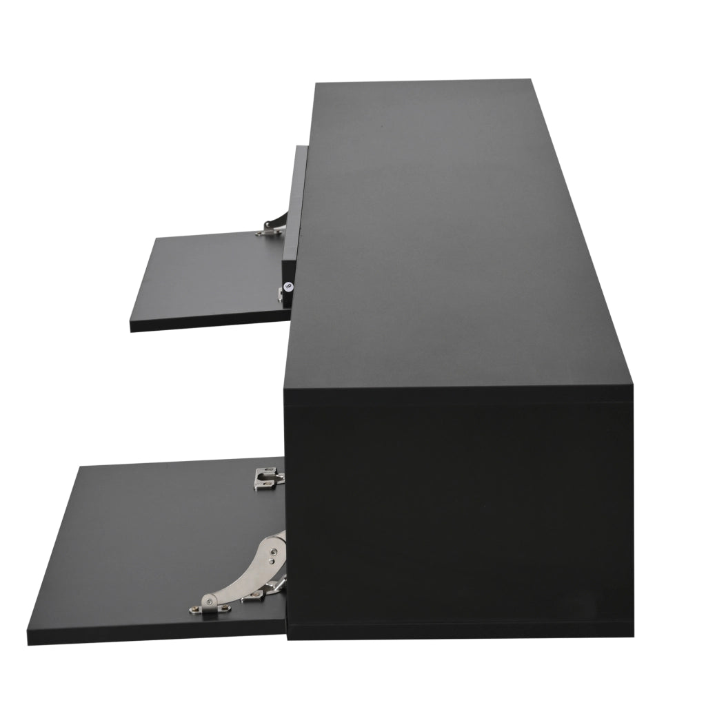 Mobile TV sospeso nero lucido con LED, 160 x 31 x 22 cm