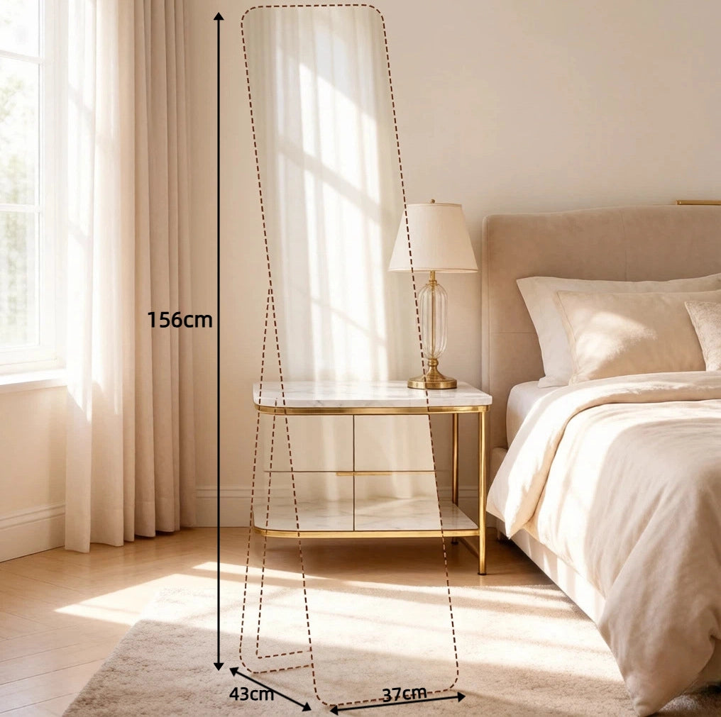 Specchio da pavimento 37x43x156 cm noce, legno e MDF - da parete