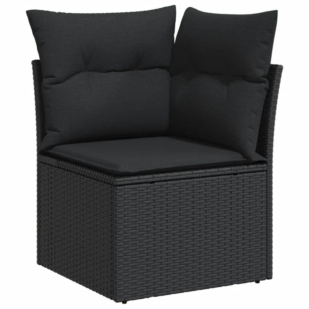 Set Divano da Giardino 6 pz con Cuscini Nero in Polyrattan 3218995
