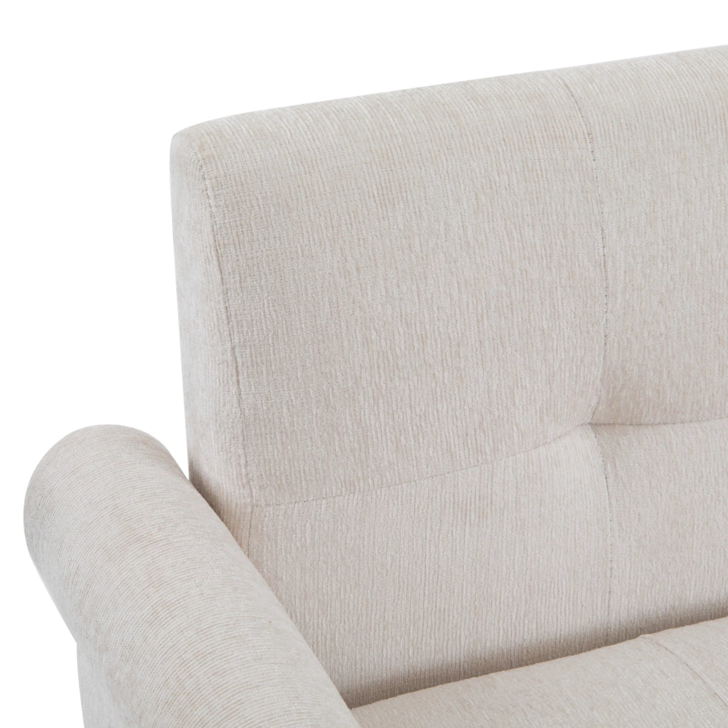 Divano 2 posti in chenille beige con cuscini; 162x74x77 cm