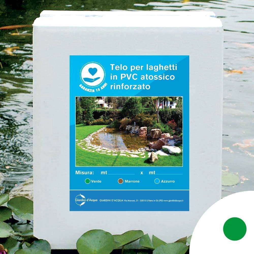 Telo laghetto in pvc rinforzato verde metri 5 x 6 garanzia 15 anni