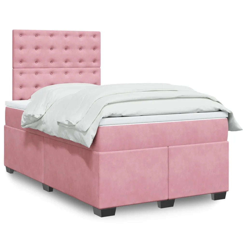 Giroletto a Molle con Materasso Rosa 120x200 cm in Velluto 3290899