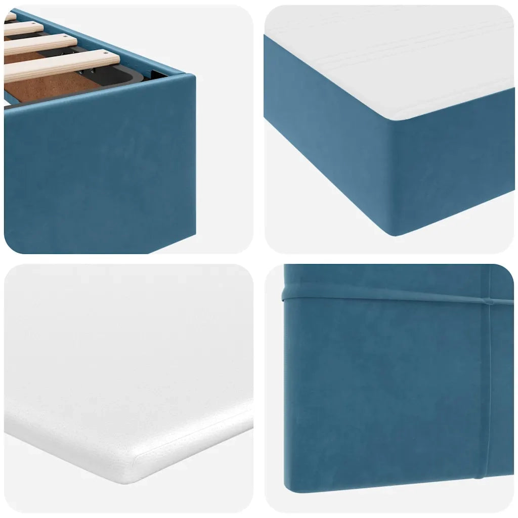 Letto con contenitore e LED Blu Scuro 200 x 200 cm Velluto 3372691