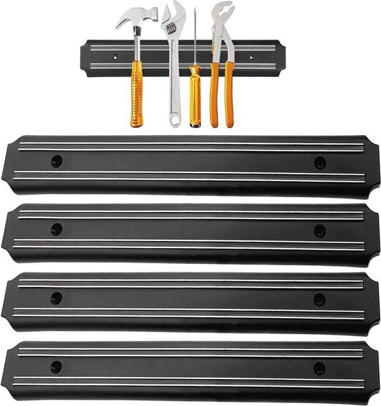 Supporto per attrezzi con lista magnetica - 4 pezzi 33 cm x 5 cm - supporto per attrezzi - nero
