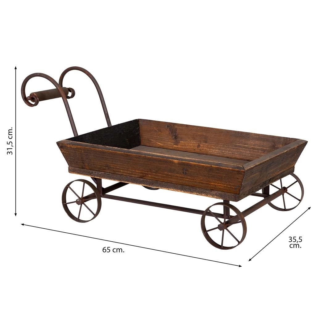 Carrello espositivo in legno e metallo 65x35,5x31,5h cm
