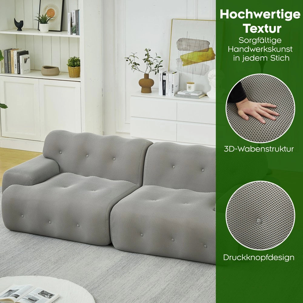 Divano 2 Posti Cloud con Braccioli Larghi ¨C Xylo ¨C Grigio, Tessuto, Design Moderno