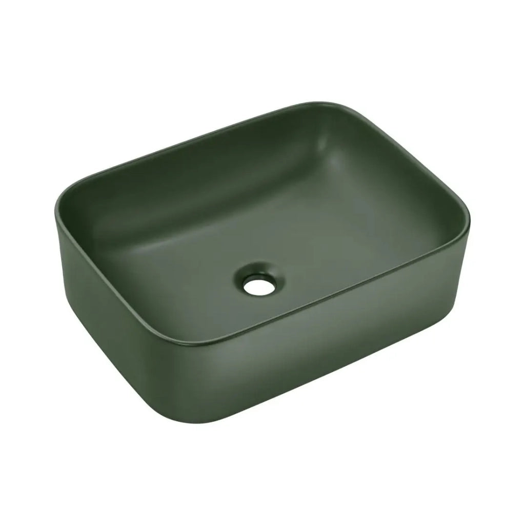 Lavabo rettangolare da appoggio 50 cm verde opaco bagno