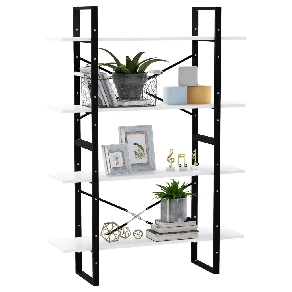 Libreria a 4 Ripiani Bianca 100x30x140 cm in Legno Multistrato 806477