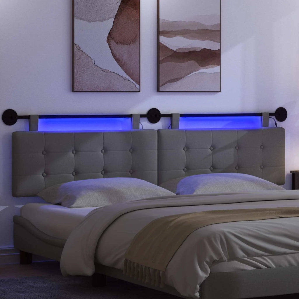 Testiera | Testata sospesa Con luce LED Grigio Scuro Tessuto