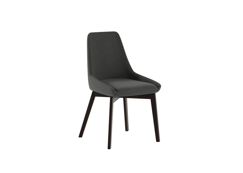 Sedia Vera da pranzo con seduta e schienale in tessuto grigio scuro e struttura in legno massello di noce - Design classico contemporaneo